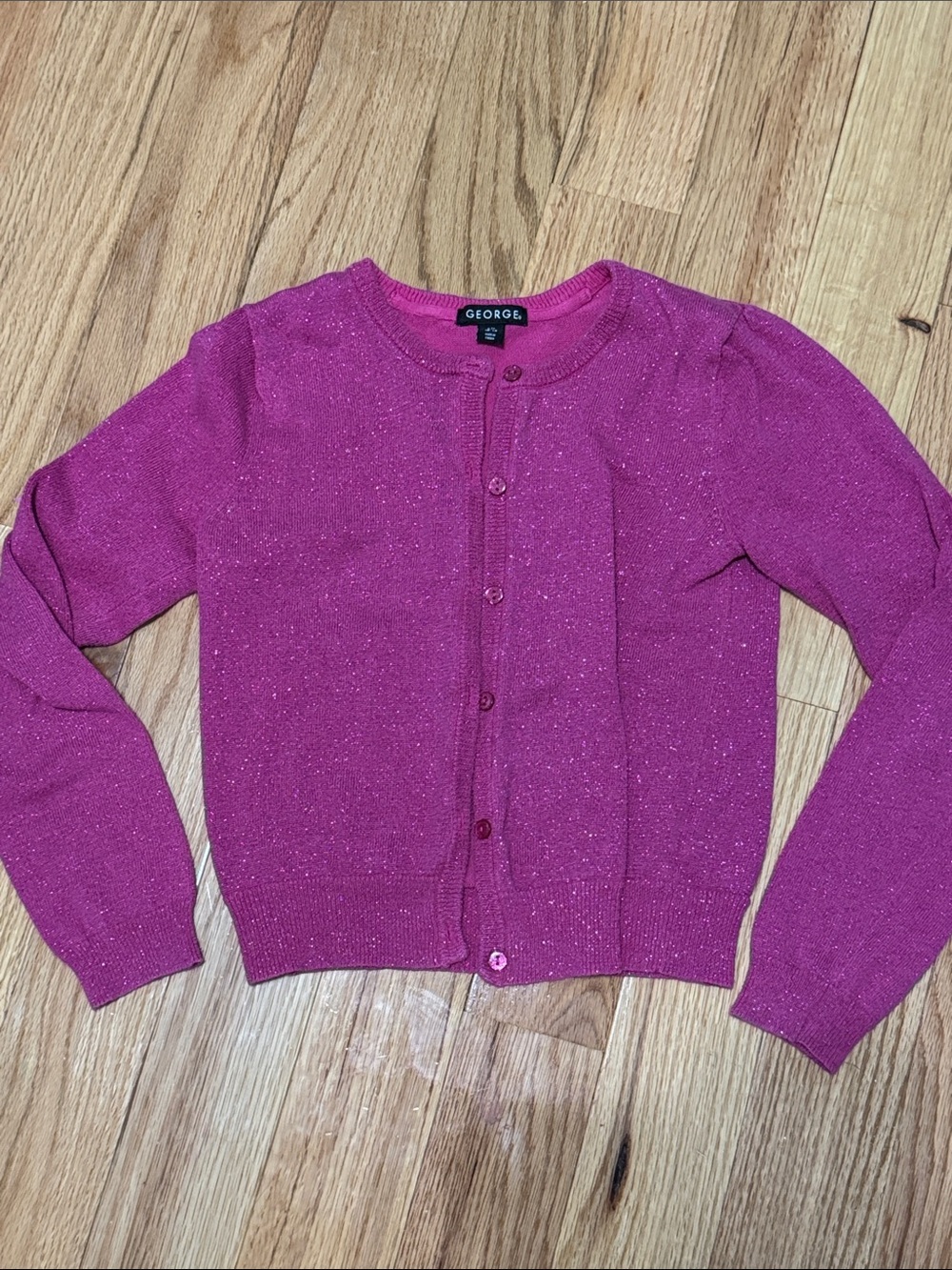George Fuchsia Sparkle Button-Front Cardigan